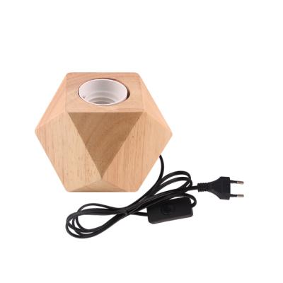 China Retro Wooden Base Vintage Table Lamp Holder E27 Base E27 Desk Lamp Holder With Socket for sale