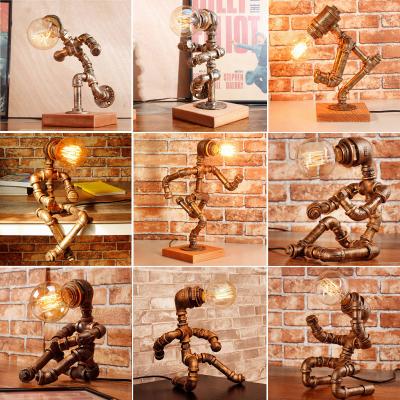 China Retro traditional creative light vintage water pipe table lamp industrial indoor reading lamp for sale