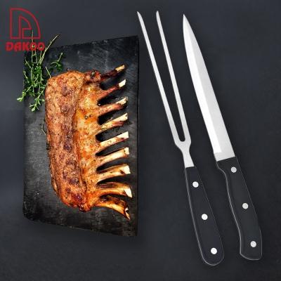 China 2 Piece Disposable POM Handle Meat Carving Knife Fork BBQ Carving Knife Set for sale