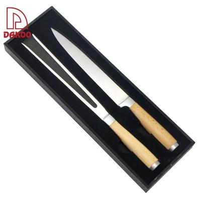 China Disposable Beech Wood Forged Handle 2Pcs BBQ Cutlery Set for sale