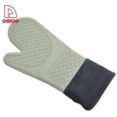 China Eco-friendly Silicone And Cotton Material Thermal Insulation Oven Mitts BBQ Silicone Glove for sale