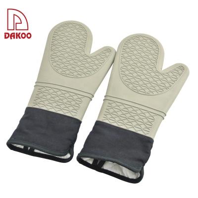 China Eco-friendly Thermal Insulation Oven Mitts BBQ Silicone And Cotton Silicone Glove for sale