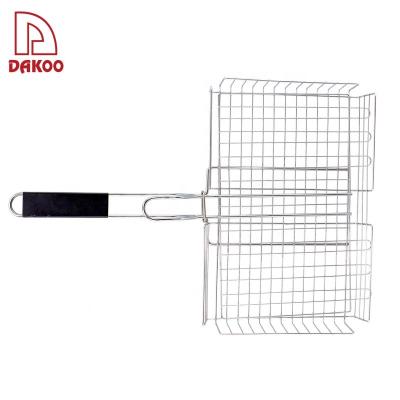 China Easily Cleaned Durable Stainless Steel Barbecue BBQ Grilling Basket For Fish Steak Vegetable for sale