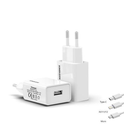 China UniversalÂ   2.4A EU Standard Travel USB Wall Charger Single Eu-Pin Combo Charger Wall Adapter For iPhone Fast Charger for sale