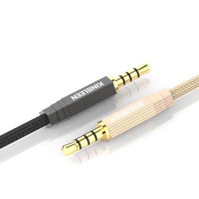 China KINGLEEN 1902 Camera Nylon Braided Audio Transmit Connectors 3.5mm to 3.5mm Jack Speaker Aux Audio 3.5mm Jack Male 4 Pole for sale