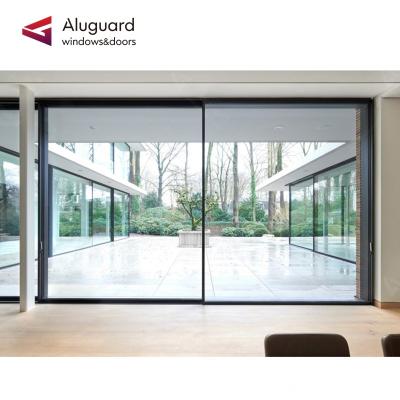 China Fair 30mm Typical Sight Angle 10 Years Warranty Frameless Villa Aluminum Patio Doors Electric Slim Sliding Door for sale