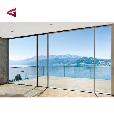 China Typical Fair 30mm Viewing Angle 10 Years Warranty Automatic Patio Glass Slim Frame Kitchen Sliding Door for sale