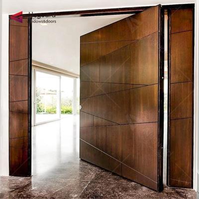 China Residential Exterior Steel Front Way Home Villa Door Storm Entry Storm Entry Security Aluminum Pivot Door Main Entrance Windproof for sale