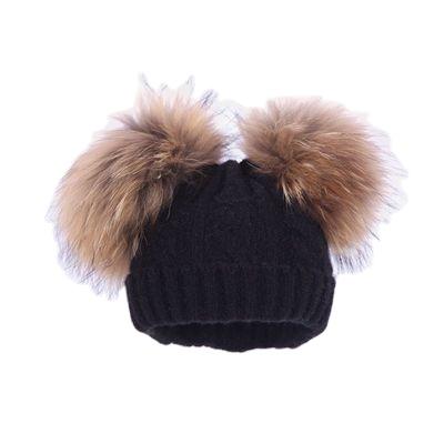 China Wool Ear Hat Autumn And Winter Double Ball Hat Mickey Decoration Knit Hat For Baby for sale