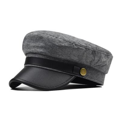 China JOINT Easy Matching Breathable Womens British Button Leather Beret Hats For Women for sale