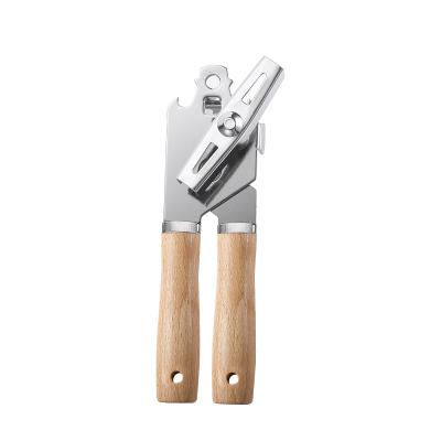 China New Product Sustainable Heavy Duty Wood Handle Sharp Blade Jar Bottle Can Opener for sale