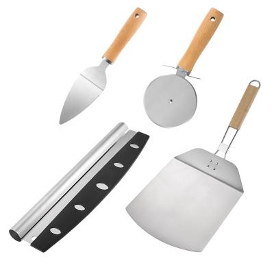 China New Arrival 4PCS Sustainable Pizza Peel Metal Pizza Peel And Aluminum Steel Pizza Cutter for sale