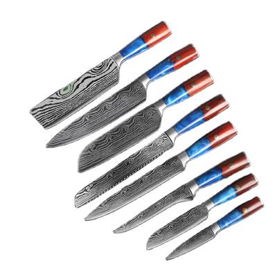 China New Arrival Durable Damascus Steel Kitchen Knife Set Ultra Sharp Knife Kitchen With Ergonomic Handle for sale