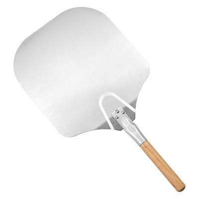 China Sustainable Homemade Pizza and Bread Convenient for Storing Pizza Premium Aluminum Skin Handle Wooden Pizza Spatula for sale