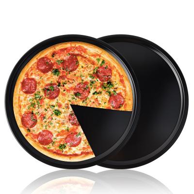 China Viable Non-Stick Used Pizza Pan For Sale pizza Pan Round Pizza Pan Trays 13 Inch Carbon Steel for Oven Baking for sale