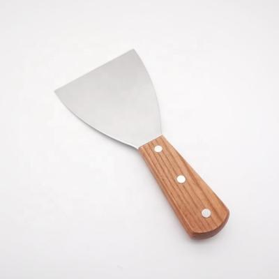 China Stocked Top Grade Kitchen Tools Stainless Steel Spatula With Wooden Handle Roasting Fried Griddle Turner for sale