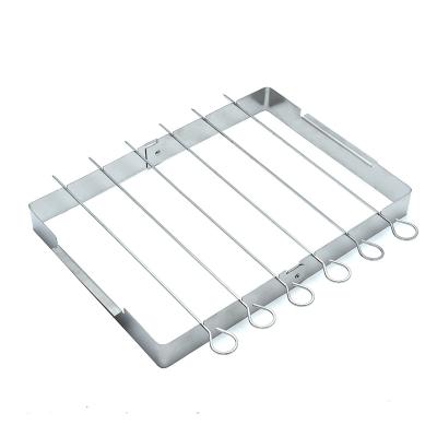 China Durable Foldable Stainless Steel Easily Cleaned with 6 Skewers GRILL Skewer Rack for Grilling Shish Kebab Skewers for sale