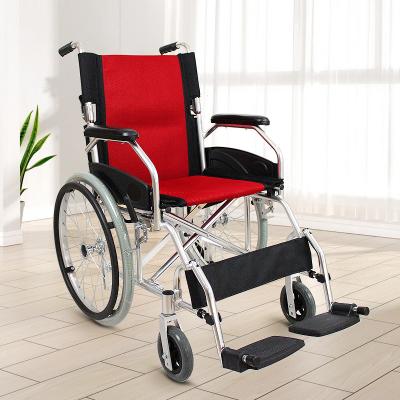 China New 2022 Red Orthopedic Manual Wheelchair Convenient Foldable Wheelchair Light Activity Wheelchair for sale