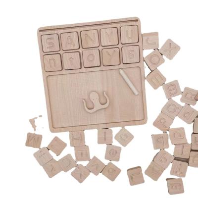 China Wooden Upper and Lower Case Montgomery Letter Description Board Letter Building Block Copy Spelling Toy for sale