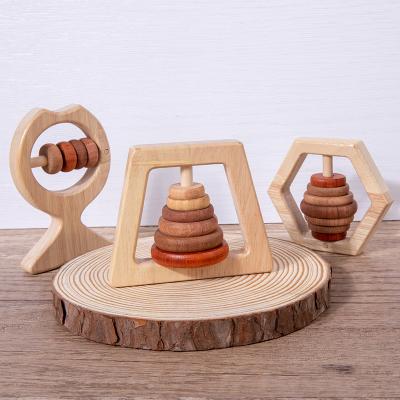 China 2022 Musical Wood Sounds Ring Bell Baby Hand Grasping Musical Instruments Baby Teether Jingles Infant Shake Toy Baby Gift Toys for sale