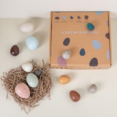 China 2022 color DIY landscape DIY decoration play house simulation toys micro construction simulation bird wooden egg border foam kids game for sale