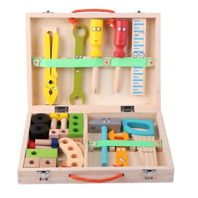 China MODEL TOY Baby Kids Wood Repair set cartoon portable boy toolbox repair tool toys educational toys for boy puzzle toy for sale