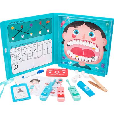 China Simulation Game Room Baby Boy Girl Medicine Wooden Medicine Box Pretend Play Toy Doctor Nurse Pull Teeth Wooden Children's Dentist New for sale