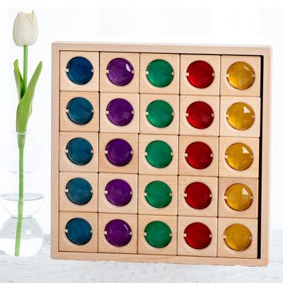 China Rainbow Gem Stacking Toys Montessori Games Toy Large Wooden Sensory Building Blocks cube creative educational blocks toys for kids for sale