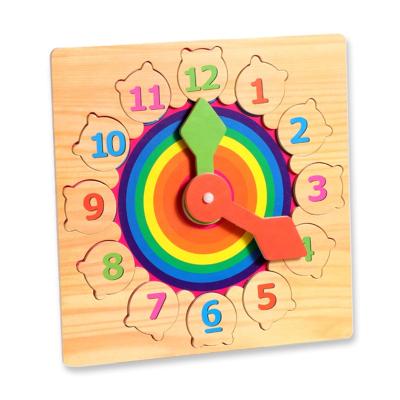 China Wooden Baby Montessori Clock Math Toys Number Matching Time Education Games Minutes Learn Second Toys Preschool Teaching Aids for sale