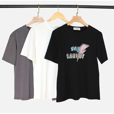 China Anti-Wrinkle Hot Selling In USA Market CASUAL Style Customizable O-Neck Designs T-Shirt Eco-Friendly Women Oversized for sale