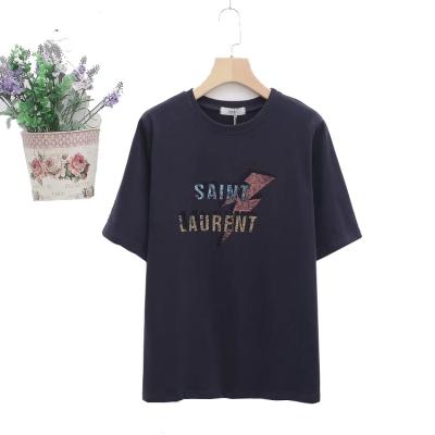 China New Summer Student Round Neck Anti-wrinkle Lightning Letter Print Short T-shirt Women's Soft Half Sleeve T-shirt for sale