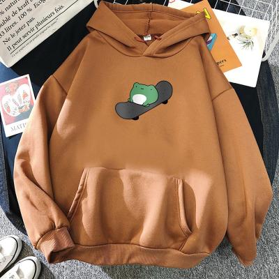 China 2020 QUICK DRY New Candy Color Tops Skateboard Frog Same Long Sleeve Fleece Plus Girls Croptop Hoodies Oversize Women's Sweatshirts for sale