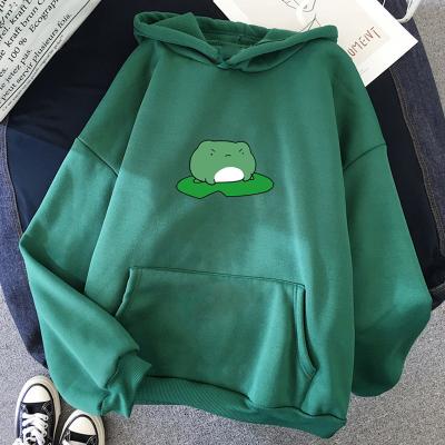 China 2021 new arrival QUICK DRY candy color tops skateboard frog the same hoodie fleece women long sleeve oversized sweatshirts woman factory sale for sale