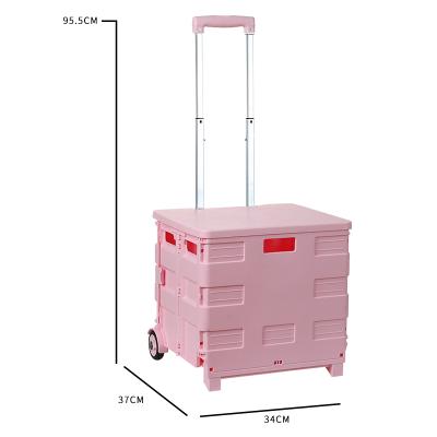 China DRX Home Aluminum Alloy Trolley Portable Folding Cart 37*34*95.5cm Collapsible Luggage Trolley for sale