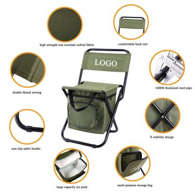 China Easy-carry Insulated Picnic Chair Camping Beach Backpack Portable Ultralight Folding Fishing Stool With Cooler for sale