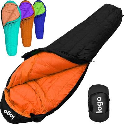 China High Quality Winter Alpine Lightweight Portable Waterproof Camping White Goose Down Mummy Sleeping Bag With Compression Sack for sale