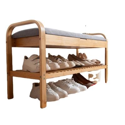 China Other Home Furniture Shoe Rack Bench Storage Cabinet Organizer With Soft Seat Bamboo Wooden Combo Cushion for sale