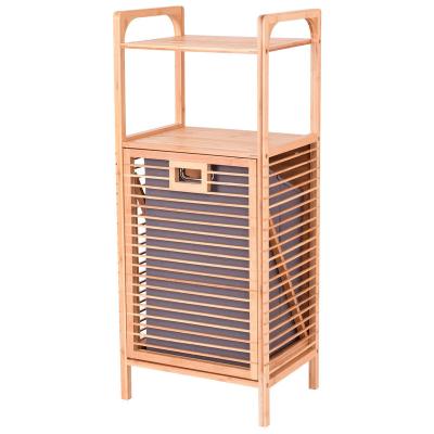 China Hot Selling Multi-Function Bamboo Cloth Storage Hallway Rack Folding Laundry Hamper Storage Folding Dirty Rack for sale