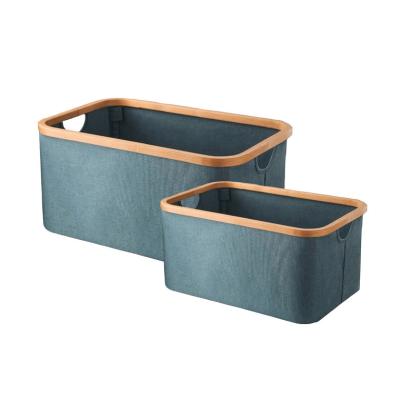 China Cheap price three arrows folding fabric bamboo storage basket bamboo sundries basket for sale