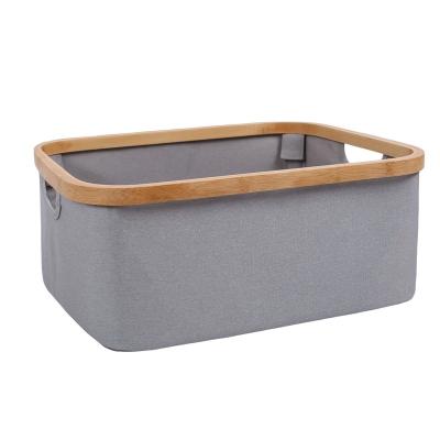 China Popular Folding Bamboo Fabric Cloth Storage Basket For Home Use With Multi Colors for sale