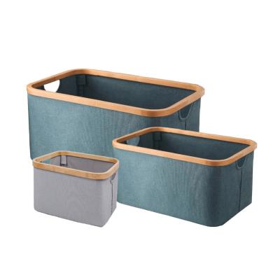 China OEM High Quality Support Three Arrows Folding Toy Cloth Cosmetics Bamboo Basket Bamboo Desktop Storage For Multiple Use for sale