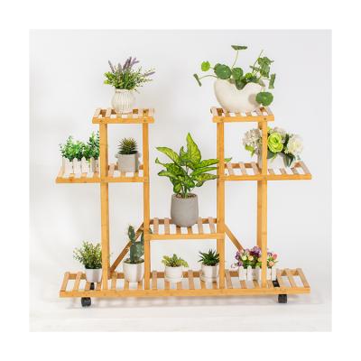 China Rustic China Made Multifunctional Wooden Stand Plant Rack Indoor Outdoor Multi Layer Flower Shelf for sale