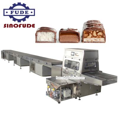 China Industrial automatic vegetable processing plant chocolate coating/enrobing/covering machine/cooling tunnel machine maker for sale