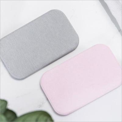 China Sustainable Pure Color Drain Diatomite Tray Soap Storage Protection Dish Stabilized Kitchen And Bathroom Feeds Self Soap Holder for sale