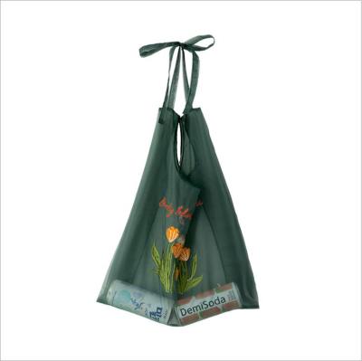 China Beautiful Eco-friendly Fruit Pattern Transparent Organza Tote Bag Shopping Shoulder Bag for sale