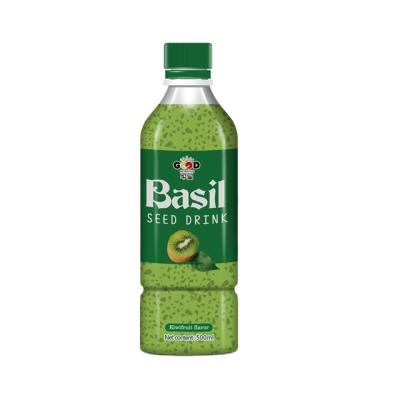 China 500ml Fruit Juice Natural Type Basil Seed Drink With Kiwi Flavor for sale