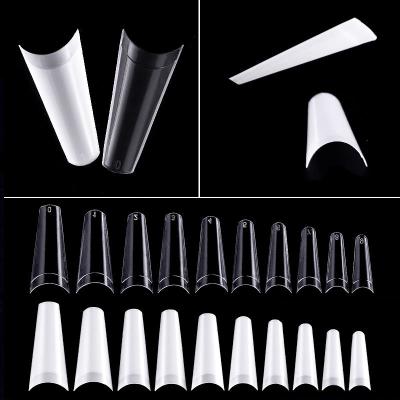 China Wholesale 500pcs Per Bag Flexibility Nails New Clear Natural Fake Nails French Coffin Nail Tips for sale