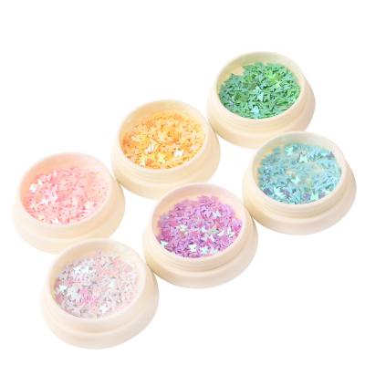 China Easy Apply Nail Art Butterfly Sequin Boxed Cartoon Butterfly Decoration Nail Sequin Fluorescent Gitter for sale