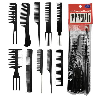 China High Quality Salon Home Barber Hairdressing 10 Pcs Massage Variety Gears Assorted Package Hair Comb Plastic Set for sale