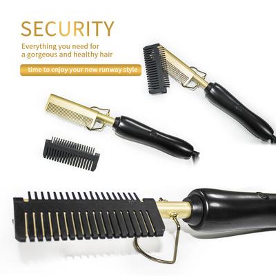 China Wholesale Nondisposable Multifunctional Copper Hot Comb Electric Hair Straightener Brush Salon Equipment for sale